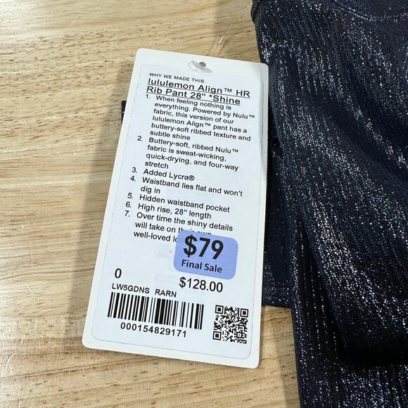 Lululemon Align High Rise Ribbed Pant 28 Inch Shine Women's Size 0 New With Tag - Picture 9 of 13